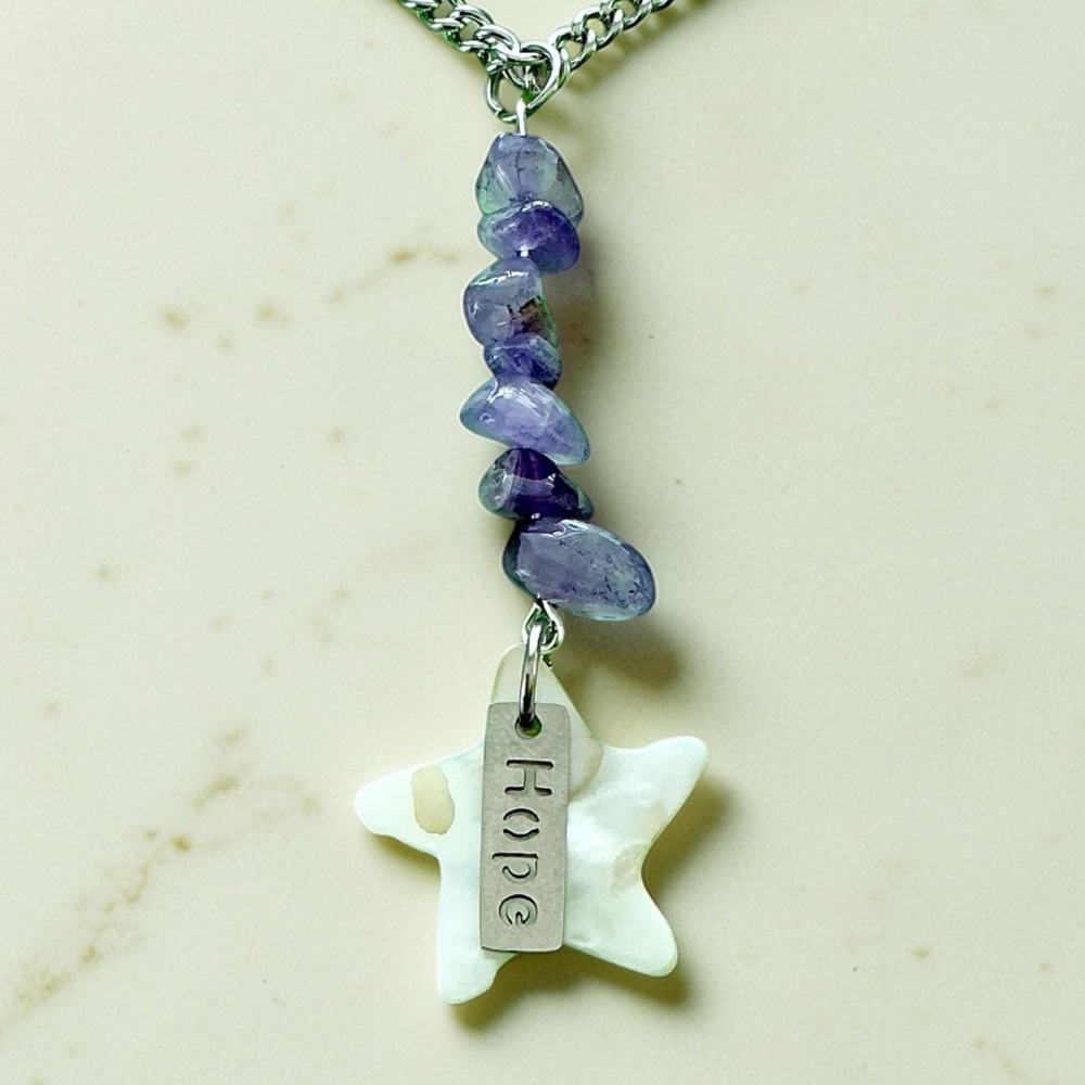 🆕 Hope, Starfish, and Gemstones Pendant Necklace-Stainless Steel